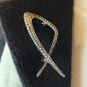 Vintage Sterling Silver Rhinestone Brooch, 925